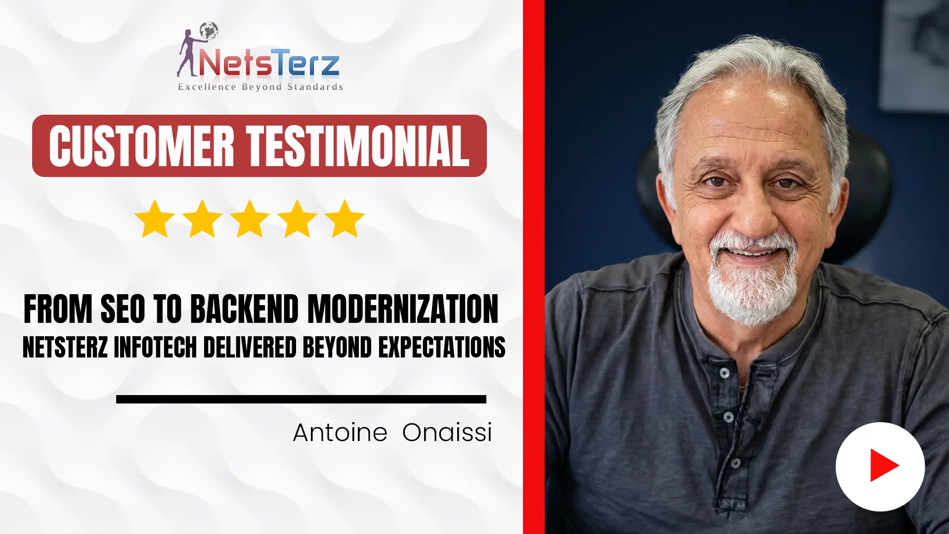 Customer Testimonial Thumbnail ( Antoine Onaissi ).