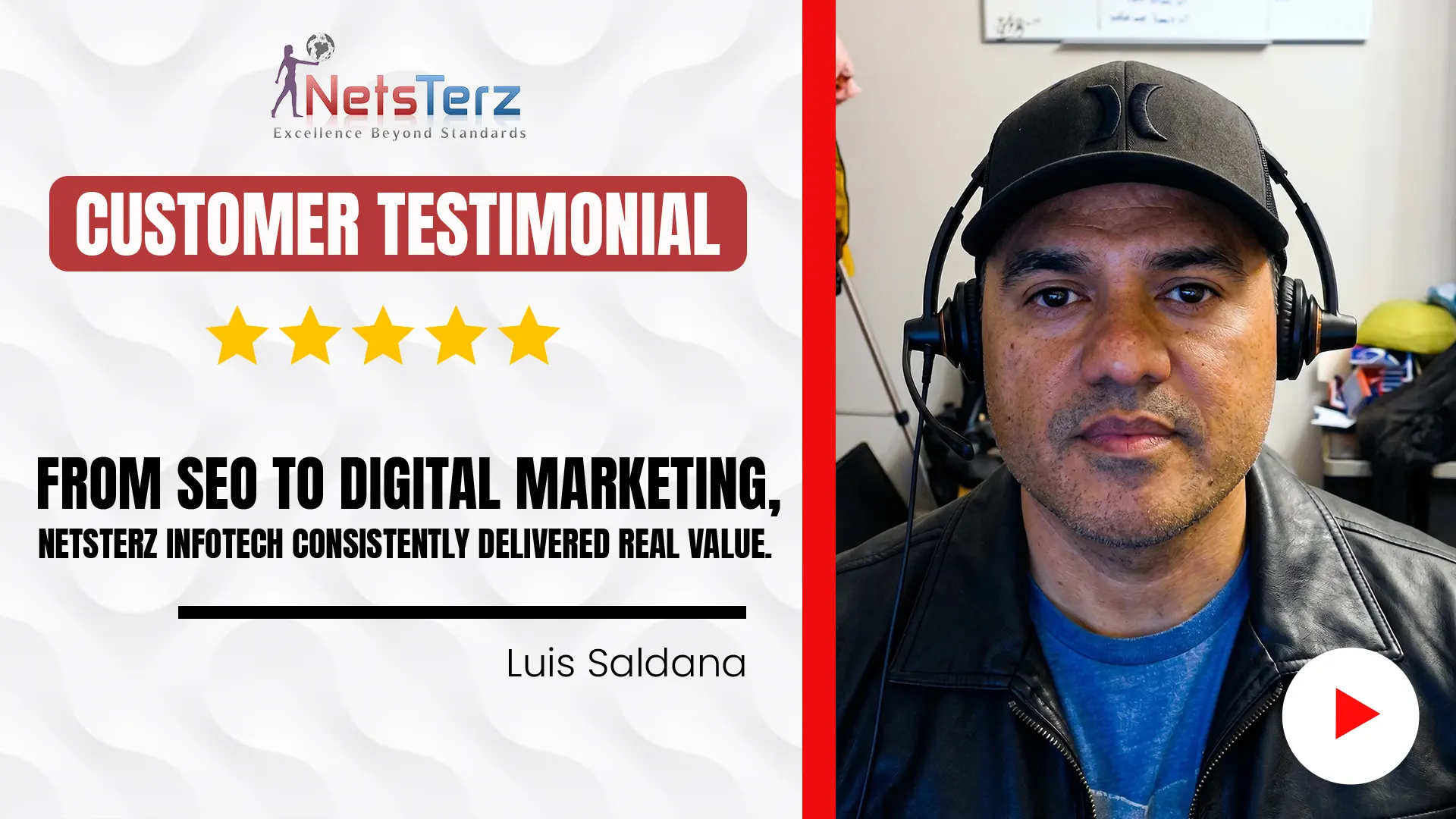 Customer testimonial thumbnail ( Luis Saldana )